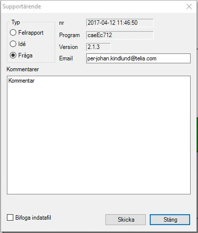 caeec712 Plattgrundläggning Sidan 12(13) 3.5 Hjälp Under Hjälp i menyn finner du en kortare beskrivning OM programmet caeec712 Plattgrundläggning.