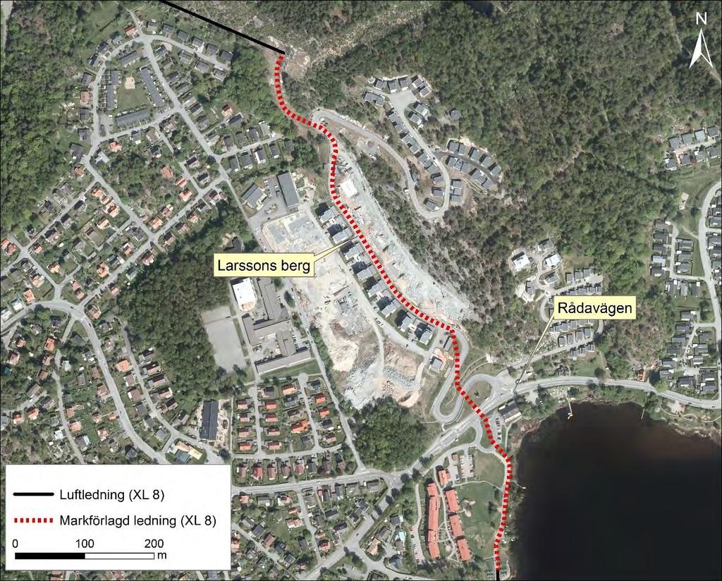 4 Beskrivning av befintlig ledning 4.1 Ledningssträckning Ledningen är ca 0.9 km lång, sträckningen framgår av Figur 2 nedan.
