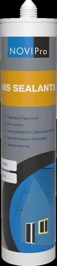 Fogmassa MS FOG ART NR FÄRG INNEHÅLL 383 92 47 Vit (RAL 9010) 290 ml NOVIPro MS Fog är en högkvalitativ enkomponentsfogmassa baserad på MS-polymer, kemiskt neutral och fullt elastisk.