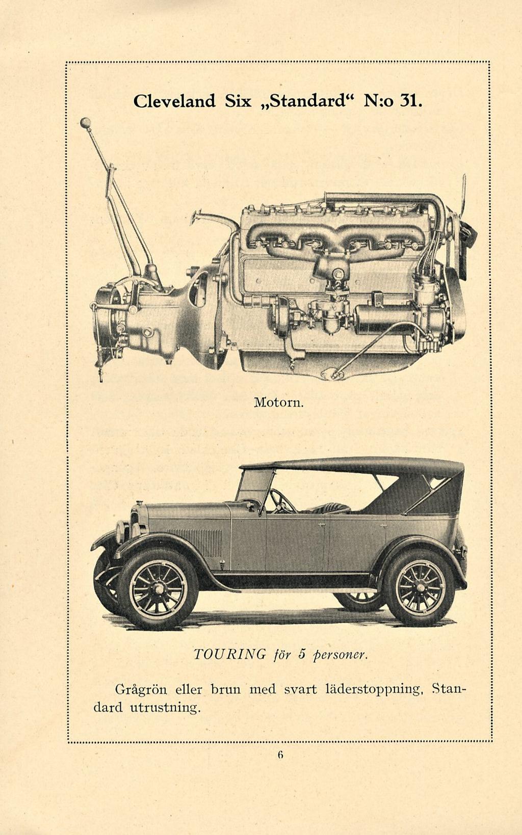Cleveland Six»Standard" N:o 31. Motorn. TOURING för 5 personer.