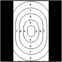 Figurer\50m\Schweiz PB10 Pistol target B10; circular target with ten equal rings and an outline.