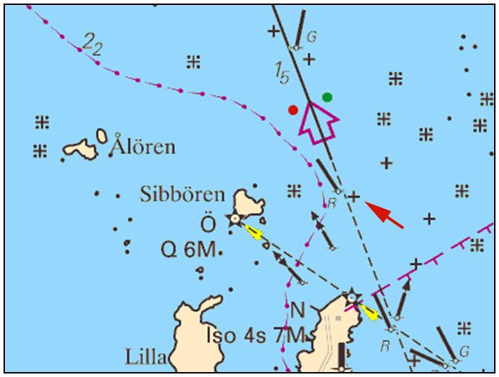 Flytta undervattenssten 30 m närmare farleden, till a) a) 56-04,029N 015-49,303E Bsp Hanöbukten 2014/s34 Inom det befintliga tillträdesförbudsområdet utanför SAAB Kockums område på