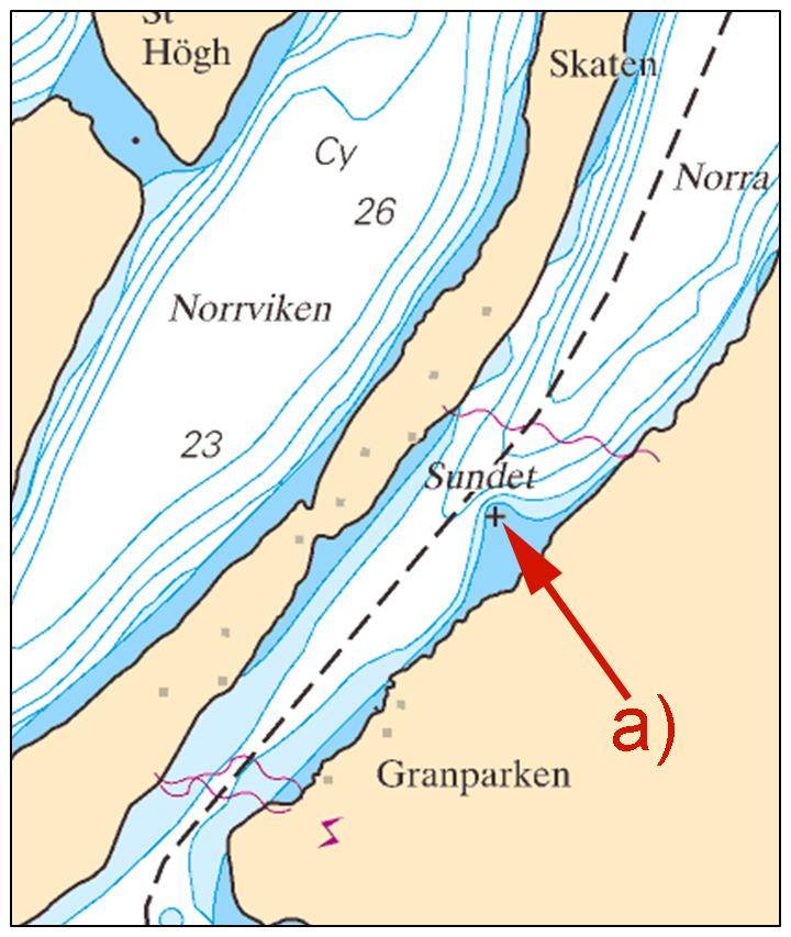 Inför undervattenssten a) 59-11,064N 018-39,619E Ändra 3 m djupkurva enligt sjökortsbild Bsp Stockholm M 2016/s37