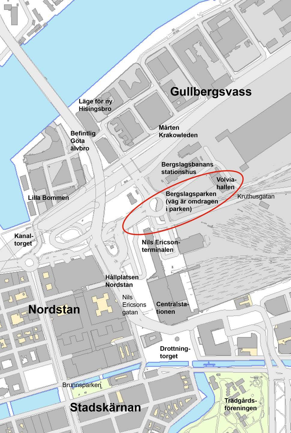 Översiktskarta över området kring Centralen.