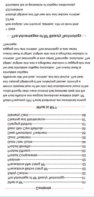 Innehåll Vad är RF...01 Fördelar med RF skönhets teknologi...01 Säkerhet...02 Försiktighetsåtgärder innan användning...02 Försiktighetsåtgärder efter användning...02 Funktioner...02 Produkt komponenter.