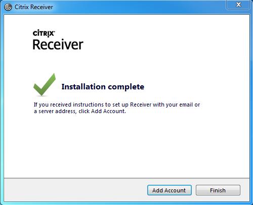 Installationen av Citrixklienten är nu klar.