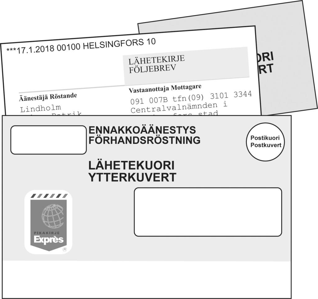 29 Steg 5: Följebrevet och valkuvertet innesluts i ytterkuvertet - Lägg valkuvertet och följebrevsblanketten eller valkuvertet och meddelandekortet i det gula ytterkuvertet I det gula ytterkuvertet