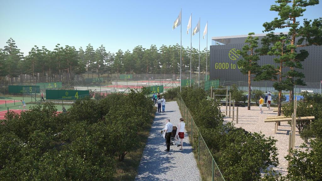 DANDERYDS KOMMUN 7(13) Vy som visar hur en framtida tennisanläggning kan upplevas.