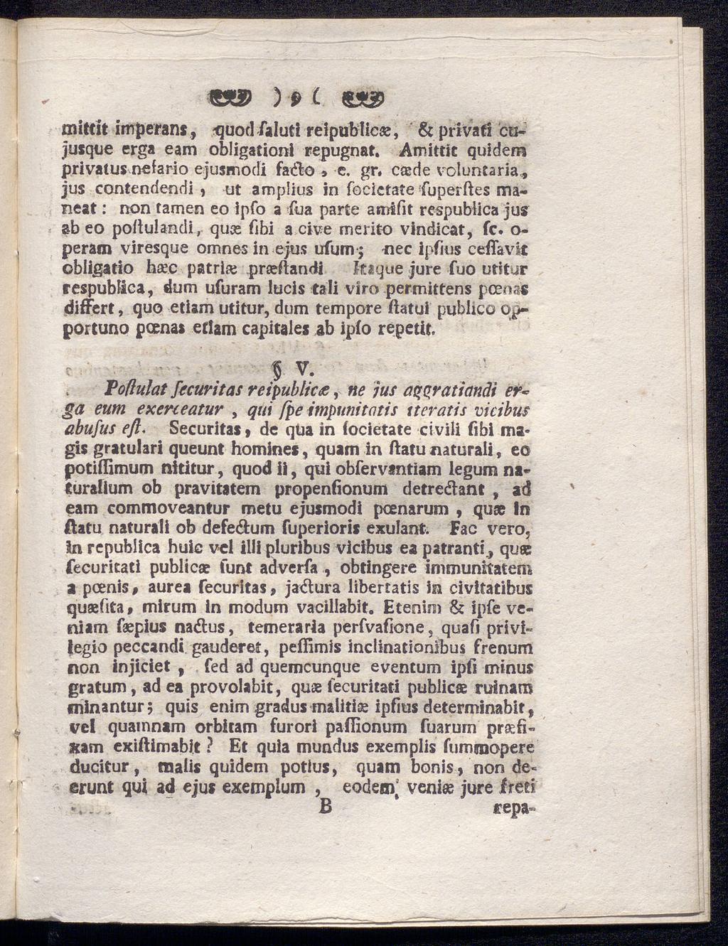 . B «Sö> ) Ρ c es mittit imperans, ^quod faluti reipublicsc, & privaö cajusque erga eam obligation! repugnat. Amittic quidem privatus nefario ejusmodi fa$o, e. gr.