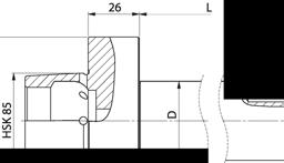 Fungerar tillsammans med sågblad, fräshuvuden och uppsättningar av fräshuvuden och skärare. HSK 85 Typ av arbete: CNC-maskiner med HSK 85-dämpning.. 0 D Di Type L mm mm TCNC.1109 HSK85 30 85 60 TCNC.