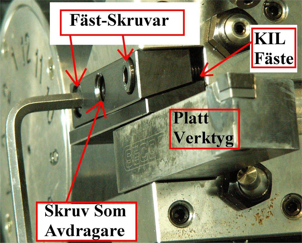 5 Tryck in SELECT och rotera Verktyget till bekväm plats med (-) eller (+): Annan Metod till att Kalla på Verktyg är i: MDI-läget: Skriv: T0707 Tryck: EOB: INSERT: CYKEL START: Sätt in Verktyg, (Inte