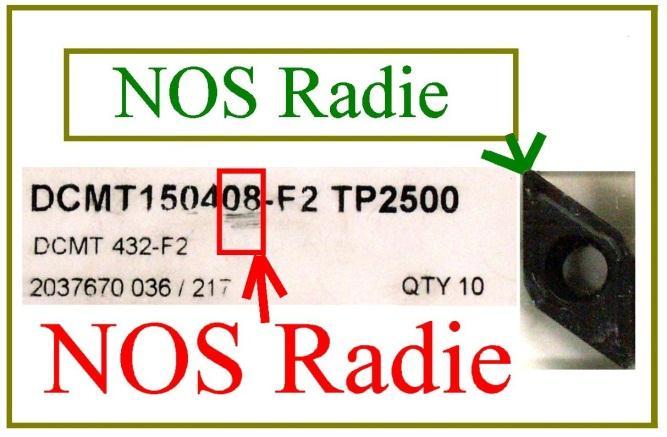 NOSRADIEKOMPENSERING Nödvändiga Uppgifter: NosRadiens Storlek [ Punkt 7 ] Skrivs in under (R) på Skärmen SkärSpetsens Läge [ Punkt 8 ] Skrivs in under (T) på Skärmen G41 och G42: Vänster eller Höger