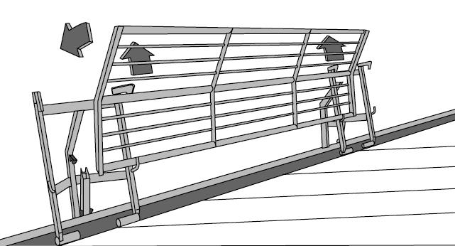 K O a L J M Placering av staket 9 Bestäm riktning på staketet (se sidan 4 Användningsvillkor 5). J Öppna staketets lås.