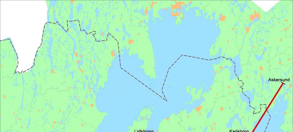 Potential till ökat resande i stråket Nedan visas potentialen av ökat resande i stråket. Potentialen för ökat resande är hög (grön) där många människor reser oavsett transportslag.