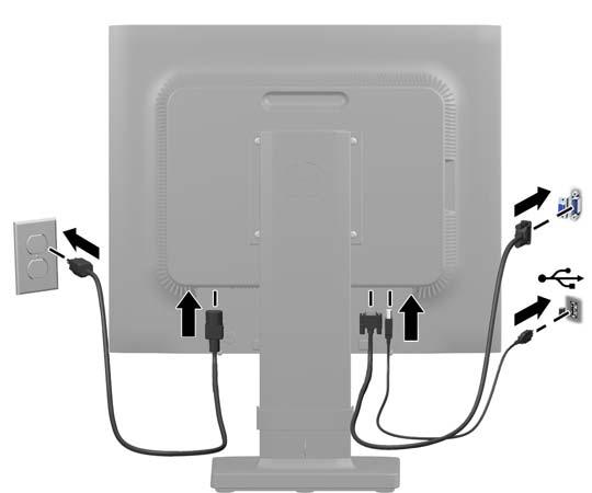 5. Anslut ena änden av strömsladden i AC-strömkontakten baktill på bildskärmen, och den andra änden i ett vägguttag.