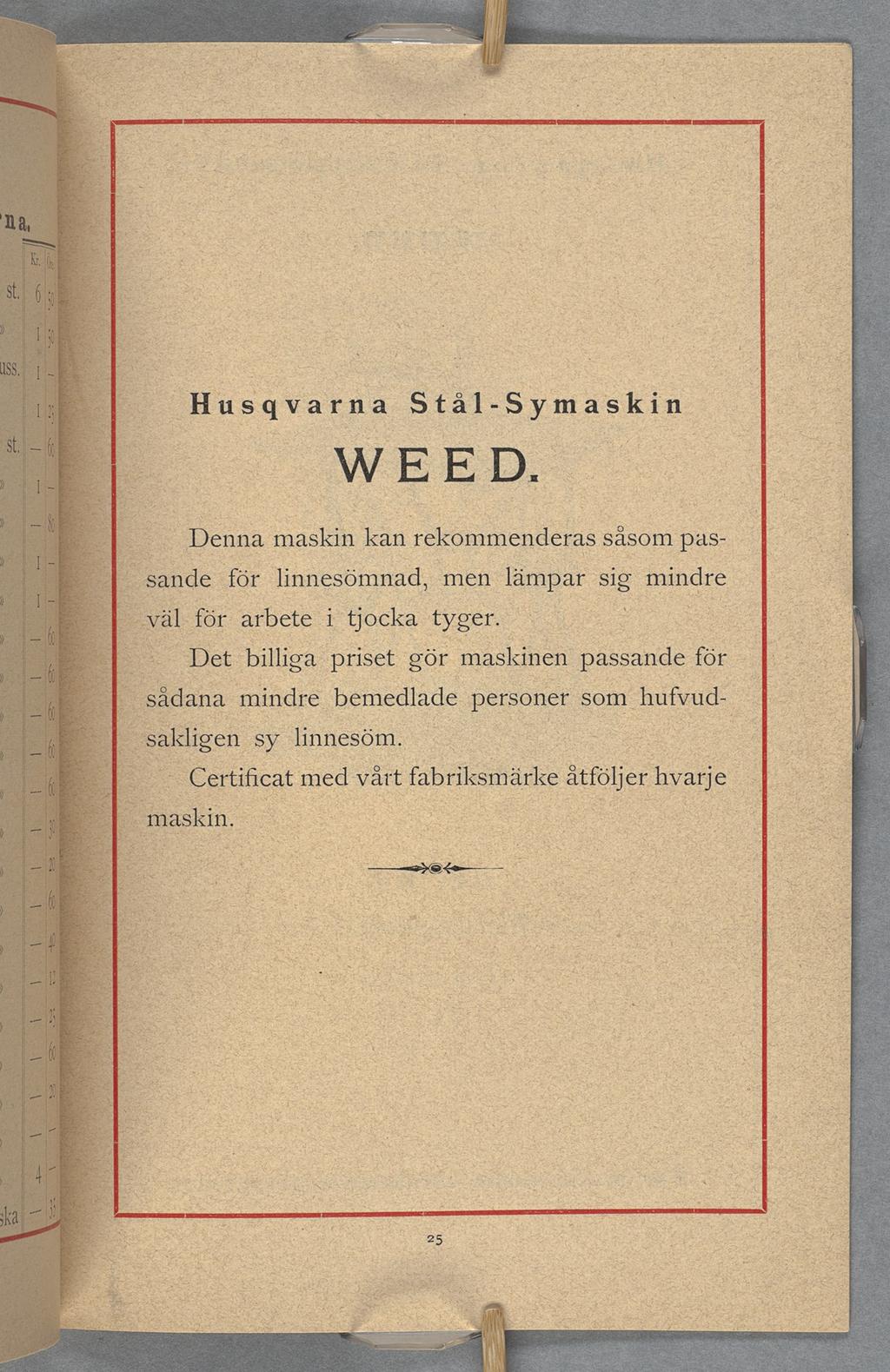 ihius- qvairna Sfâl-Syimaskirn wee1 ii Denna. maskin kan rekommenderas såsom pas- «ande ;för linnesömnad, men lämpar sig mindre,a,lför arbeteitjocka tyger.