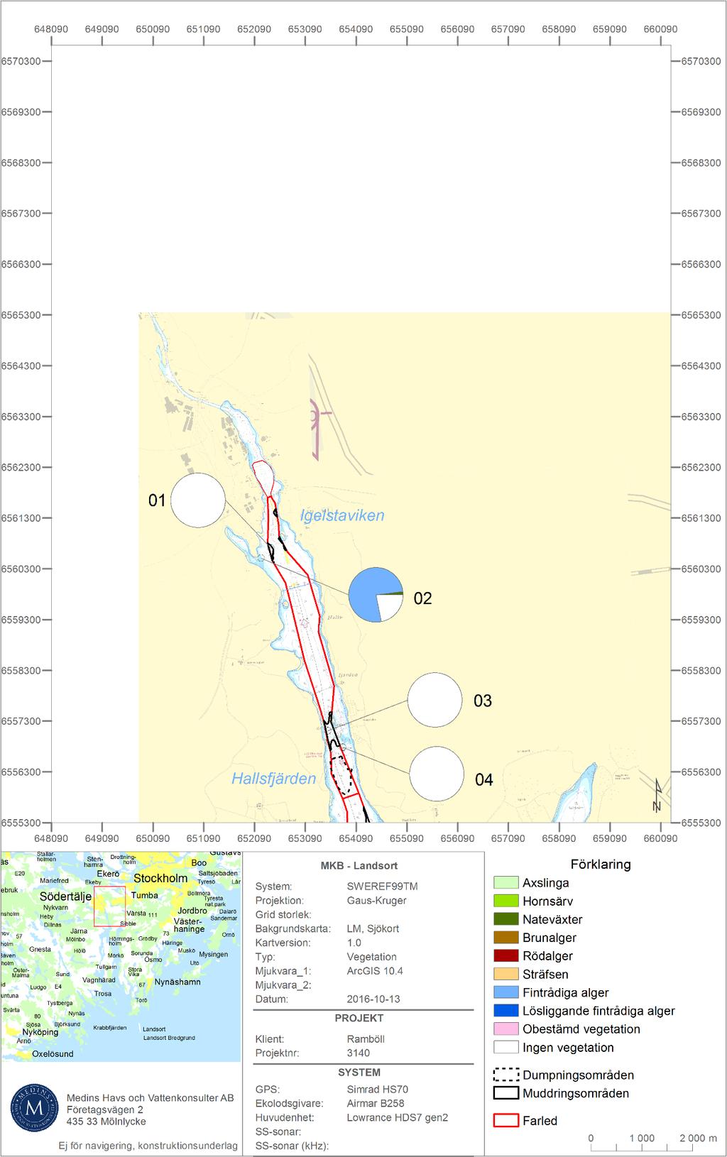 Karta över Igelstaviken och Hallsfjärden som visar