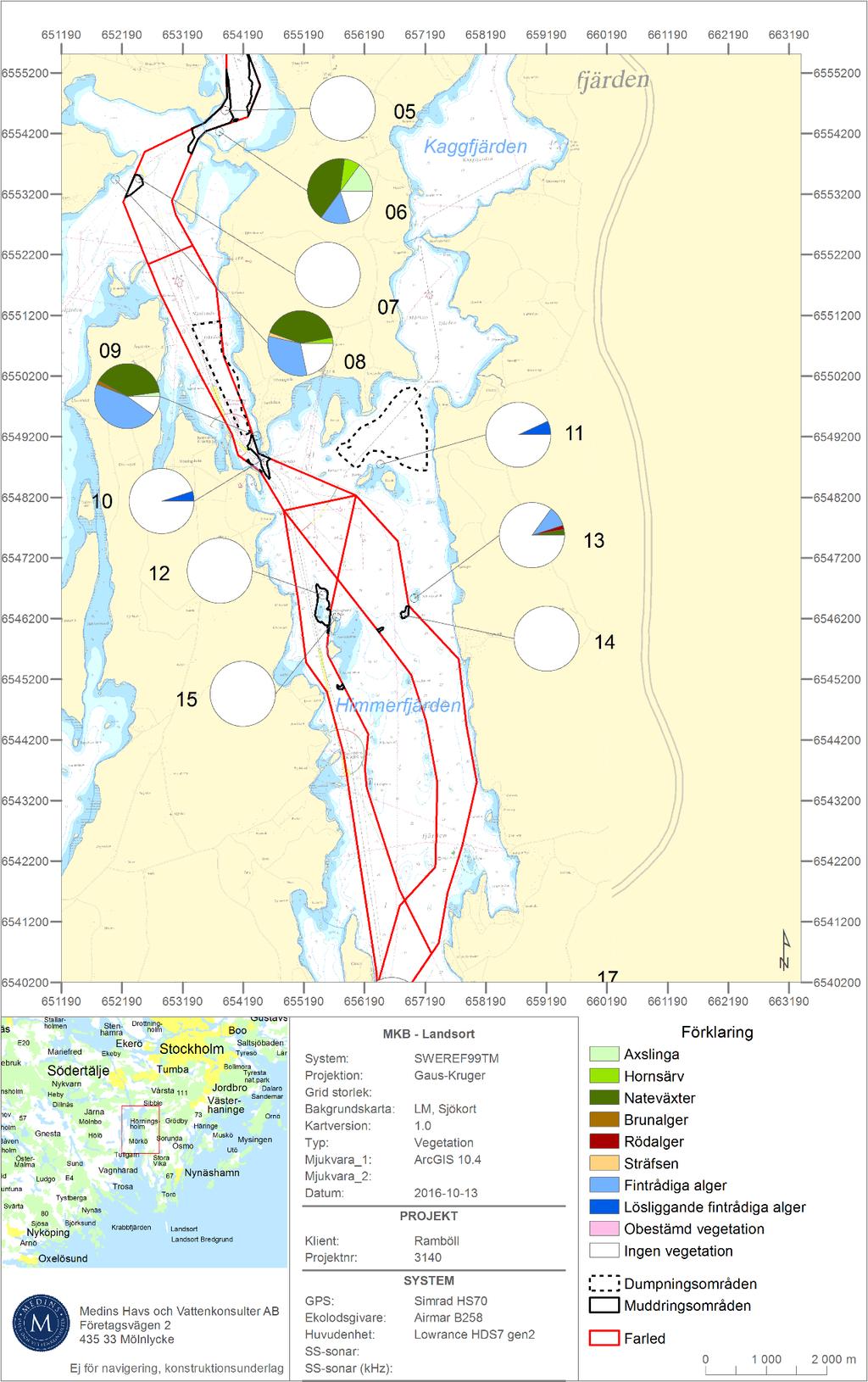 Karta över Halls-, Näslands- och Himmerfjärden som visar