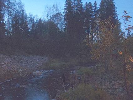 Em94. Vetlandabäcken, uppströms Vetlanda Datum: 211-1-17 Kommun: Vetlanda Koordinat: 636922/145489 RT9-1 m nedströms vägen där vägen kröker 9 grader in mot industrin.