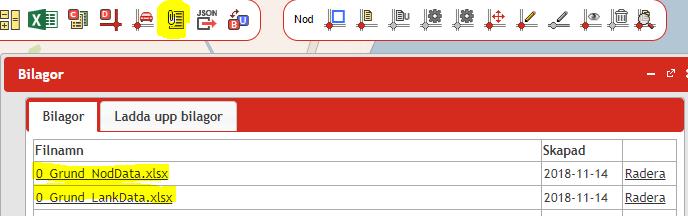 Spara ner länk/nodlista i Excel vid start av arbete med projekt EVA sparar automatiskt ner länk/nodlista i Excel när ett projekt skapas.