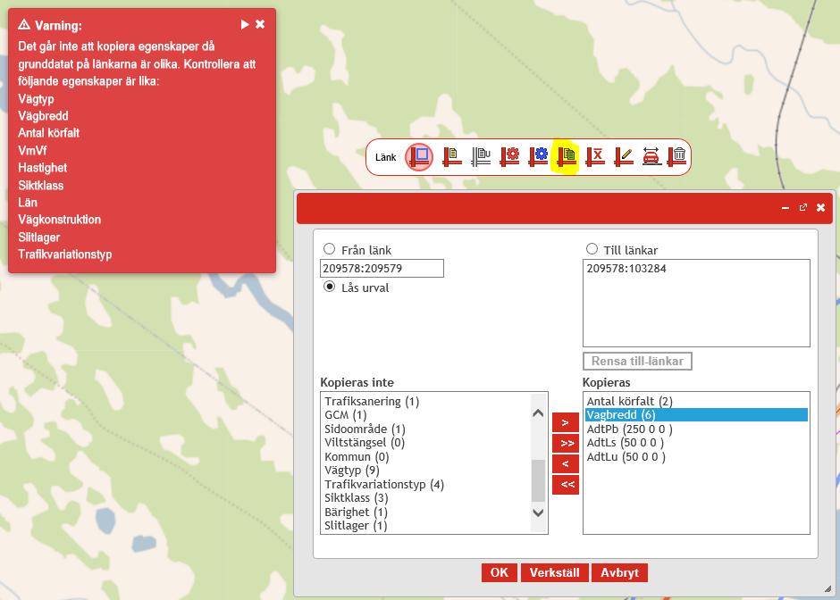 Funktionen Kopiera länkegenskaper Nu går det att kopiera egenskaper även