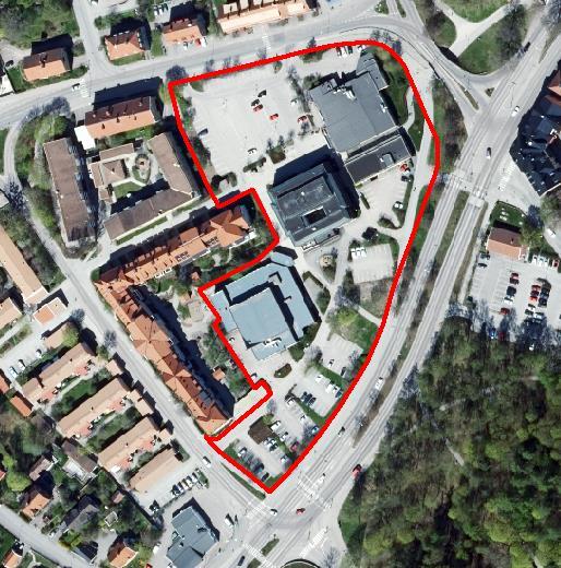 Figur 2. Planområdet före planerad exploatering. 3.2 Efter exploatering På området planeras det för nya flerbostadshus längs med Jakobsbergsgatan och Köpingsvägen.