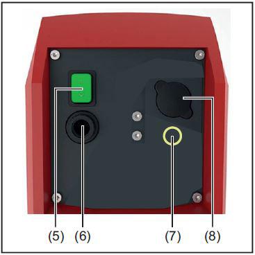 TMC anslutning (TIG Multi Connector) för anslutning av: - Tigslangpaketets manöverkabel - fotpedal - fjärreglage