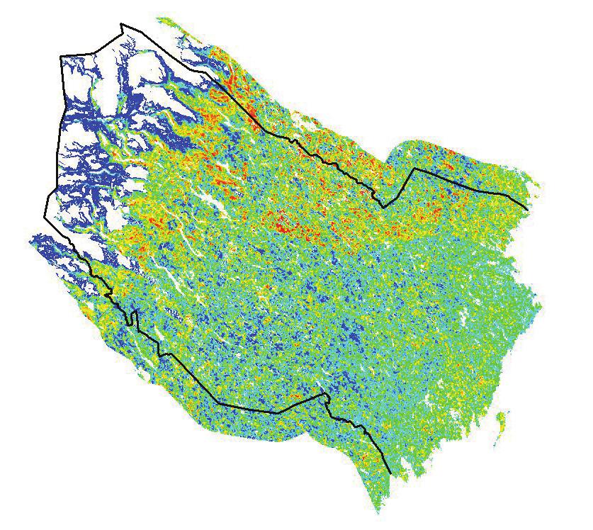 Västerbotten har en mycket varierad topografi som medför att förutsättningarna för de olika rovdjursarterna i form av skydd och föda skiljer sig starkt mellan olika delar av länet.