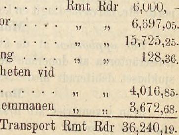 Förvaltningen : skatter, tryckningskostnader, porto etc... v ' '9,30. Byggnadens underhåll... 6,310,95. Aflöningarne till läkarne, kommissarien, förestanderskorna och betj eningen.