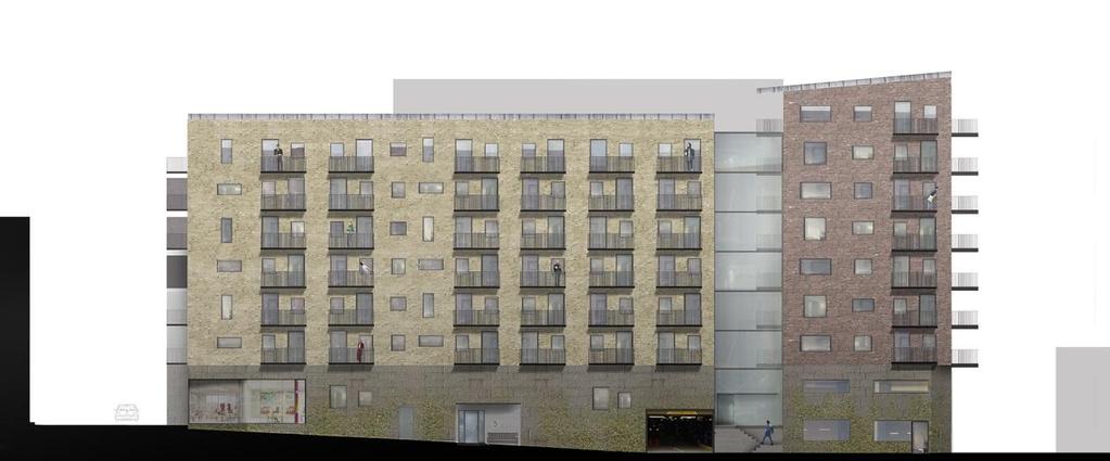 Det nya kvarteret i planområdets västra del har användningen B C 1 (P) och kommer i huvudsak att bestå av bostäder.