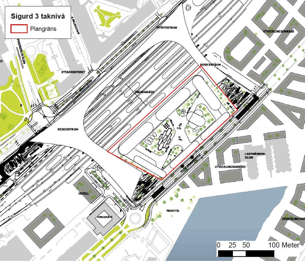 Figur 4. Det framtida kvarteret Sigurd 3 på taknivå. (Illustration: Bjarke Ingels Group, 2017) 4 Förutsättningar 4.