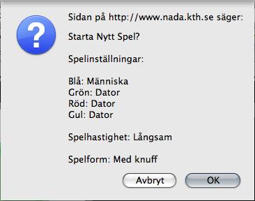 När man är nöjd med inställningarna klickar man på Starta Nyt Spel för at starta en ny omgång Fia.