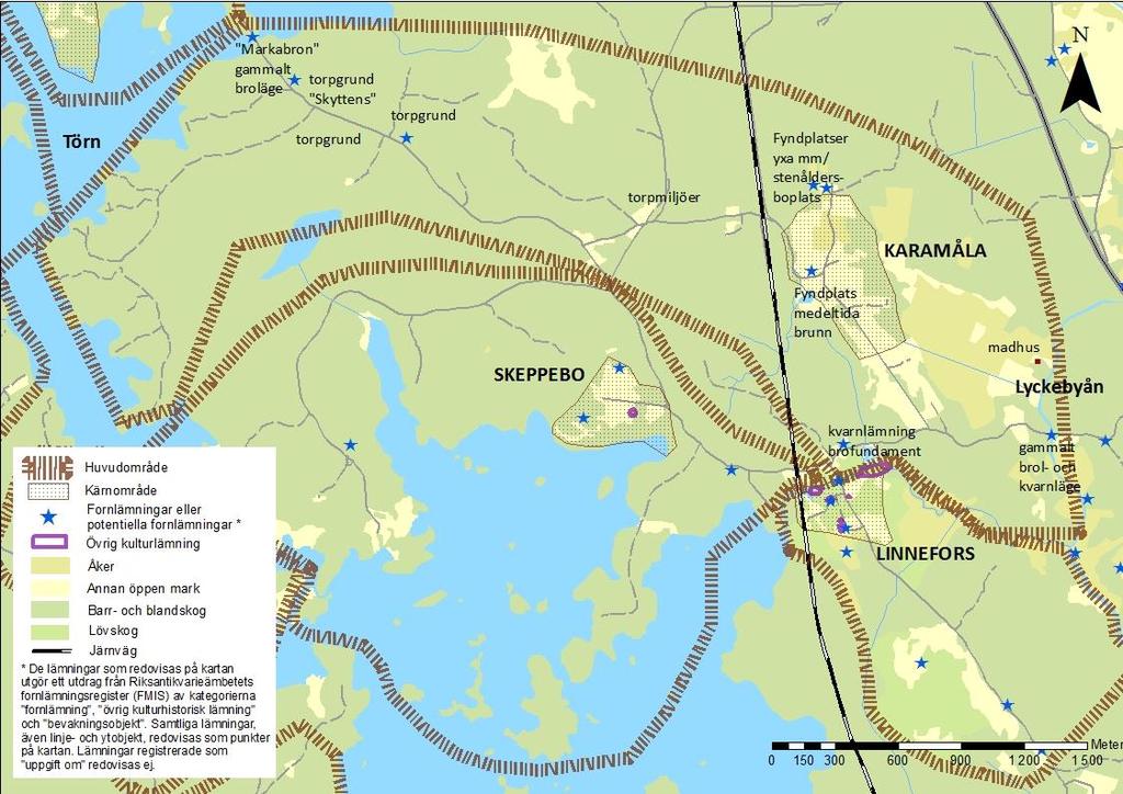 KARAMÅLA Klass 2 Lyckebyåns vägar: Äldre vägsträckningar, vissa 1600-tal. Två brolägen, en äldre bro.