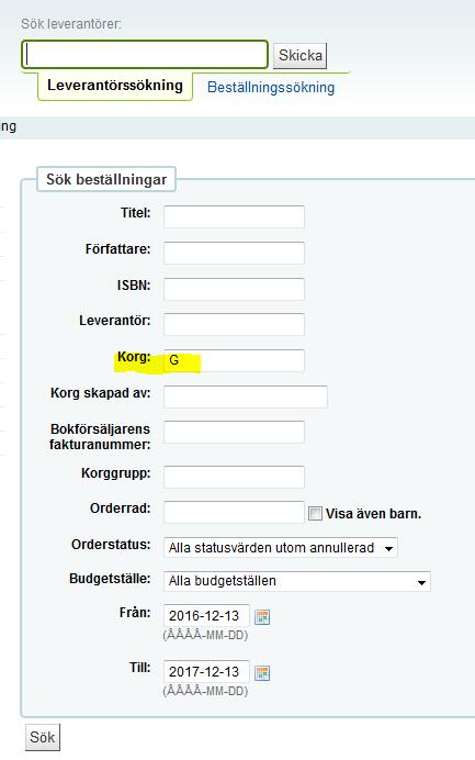 Sortera i listan med