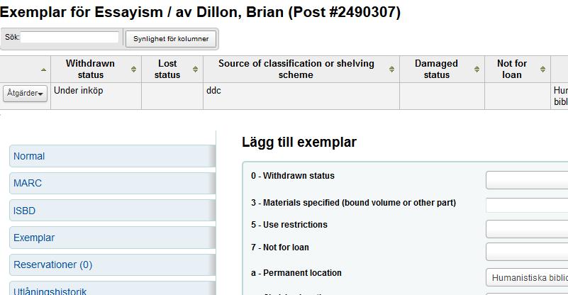 Withdrawn status ska vara Under inköp.