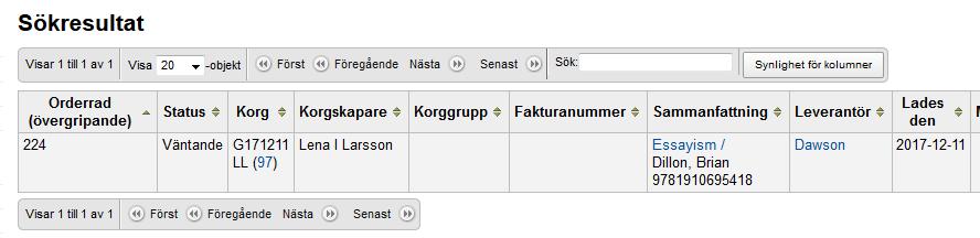 Byt leverantör Skapa först en Korg hos den leverantör du vill byta till och skriv upp korgnummer eller