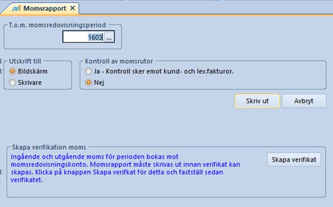 Momsredovisning 6 Avstämning av momsrapporten Gör en snabb kontroll och beräkning för att konstatera: A. Momspliktig försäljning eller uttag exklusive moms överensstämmer med B.