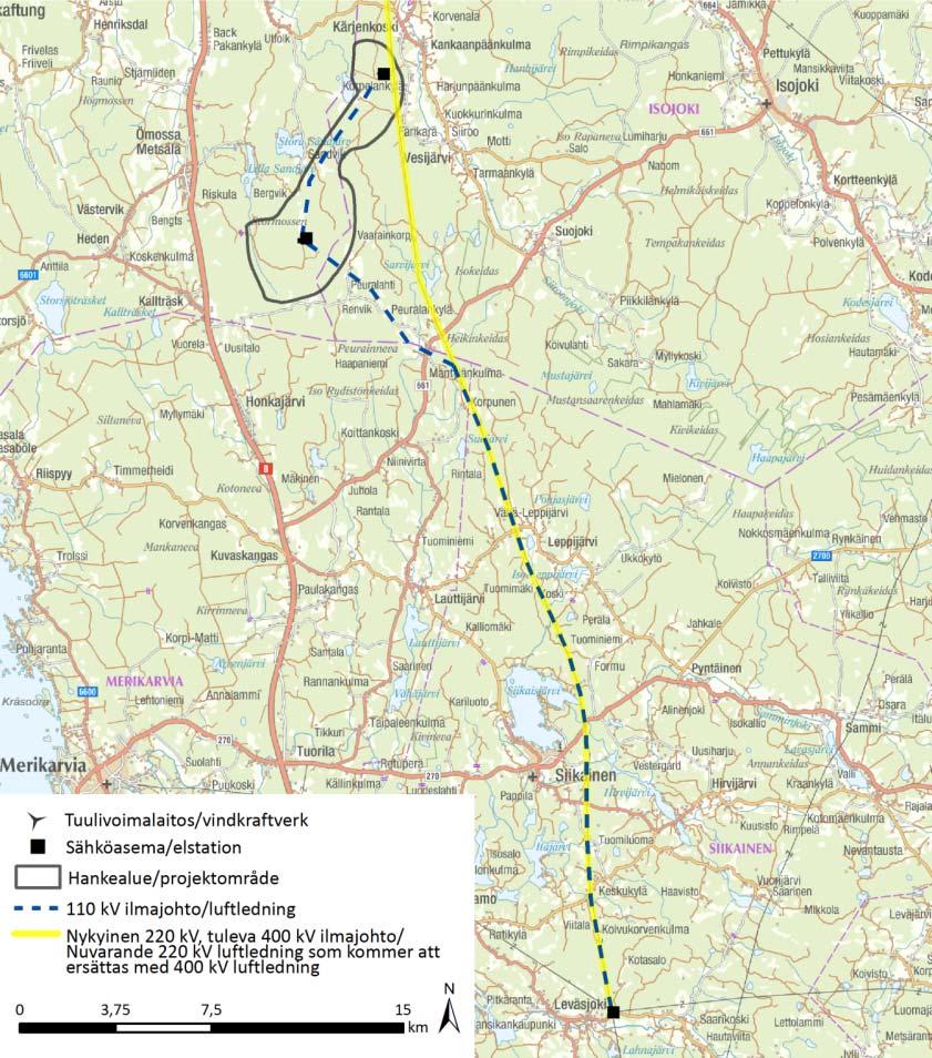 FCG DESIGN OCH PLANERING AB Mikonkeidas vindkraftspark 271 15 ELÖVERFÖRINGSALTERNATIV C: ANSLUTNING VID ELSTATIONEN I LEVÄSJOKI 15.