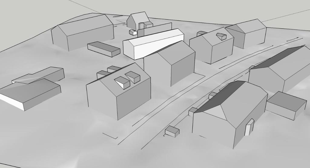 Sida 5 av 11 Inom planområdet står två mindre flerbostadshus i två plan med inredda vindar och förgårdsmark mot Hagmarkvägen. Husen har stående träpanel och sadeltak.