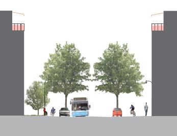 En ny stadsstruktur med uppsamlingsgator och lokalgator har skapats i bostadskvartersområdet.