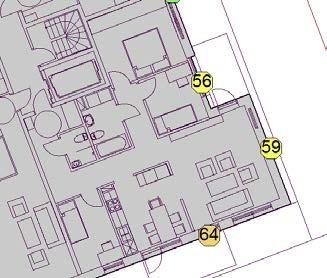 För att innehålla riktlinjerna behöver balkonger på de tre första våningarna förses med tätt räcke. Se röd markering i Figur 4. Figur 4 Ekvivalenta nivåer för hus A.