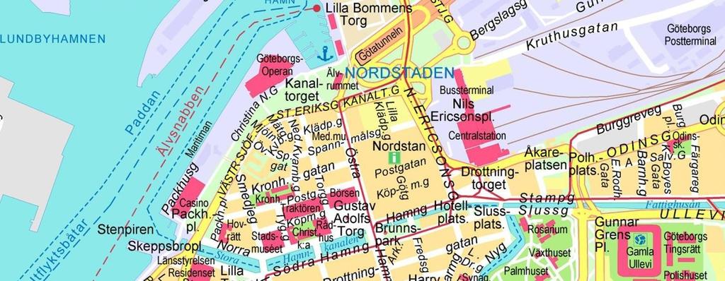 GÖTEBORGSKARTA Göteborgskartan är en förenklad karta som passar bra när man skall orientera sig i staden. Kartan säljs både som färdig produkt samt i digitalt format.