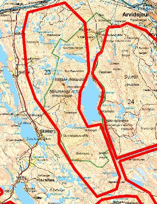 23. Akkanålke Typ av mark i området Årsmedelvind Områdets storlek Riksintressen Övriga förutsättningar Störningar Bedömning Kommunens beslut Området är ett lågfjällsområde med fjällnära skog och