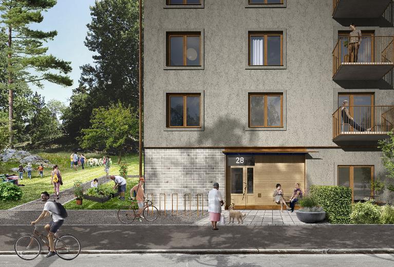Sida 30 (44) Sockelvåningen utförs i puts i samma kulör som fasad.