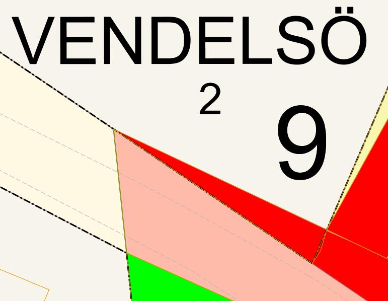 Sida 42 (44) Bild 3: Del av planområde del 1, rött område (hörnet av Vendelsö 2) ska bli allmän platsmark (gång-