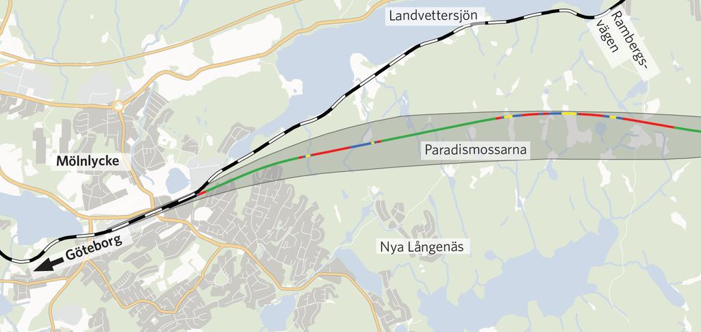 Tunnel under berget öster om Mölnlycke Bro