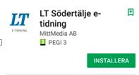 Ladda ner e-tidningsappen Om du vill läsa e-tidningen på din surfplatta eller i mobil är det bra att använda vår e-tidningsapp. Du laddar ner den på Google Play för androider (t.ex.