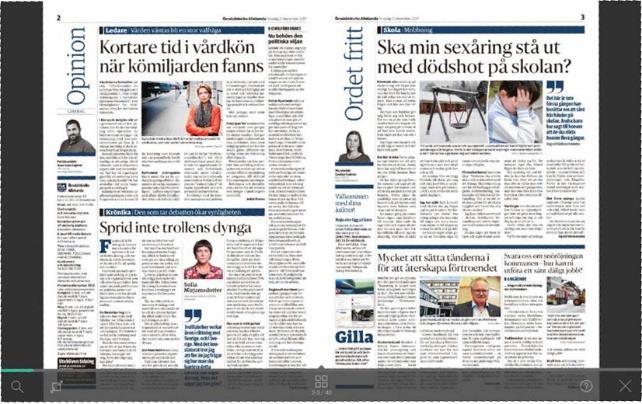 Använda e-tidningsappen Samsung 5 6 7 VÄLJ E-TIDNING Dagens e-tidningen ligger