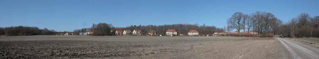 Skogsbevuxe åkerholme som bildar gräs för föreslat utveckligsområde i ster.