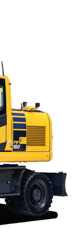 EXCEPTIONELL ANVÄNDBARHET OCH MILJÖPRESTANDA Kraftfull och miljövänlig Motor enligt EU steg IV Justerbar tomgångsavstängning Komatsus
